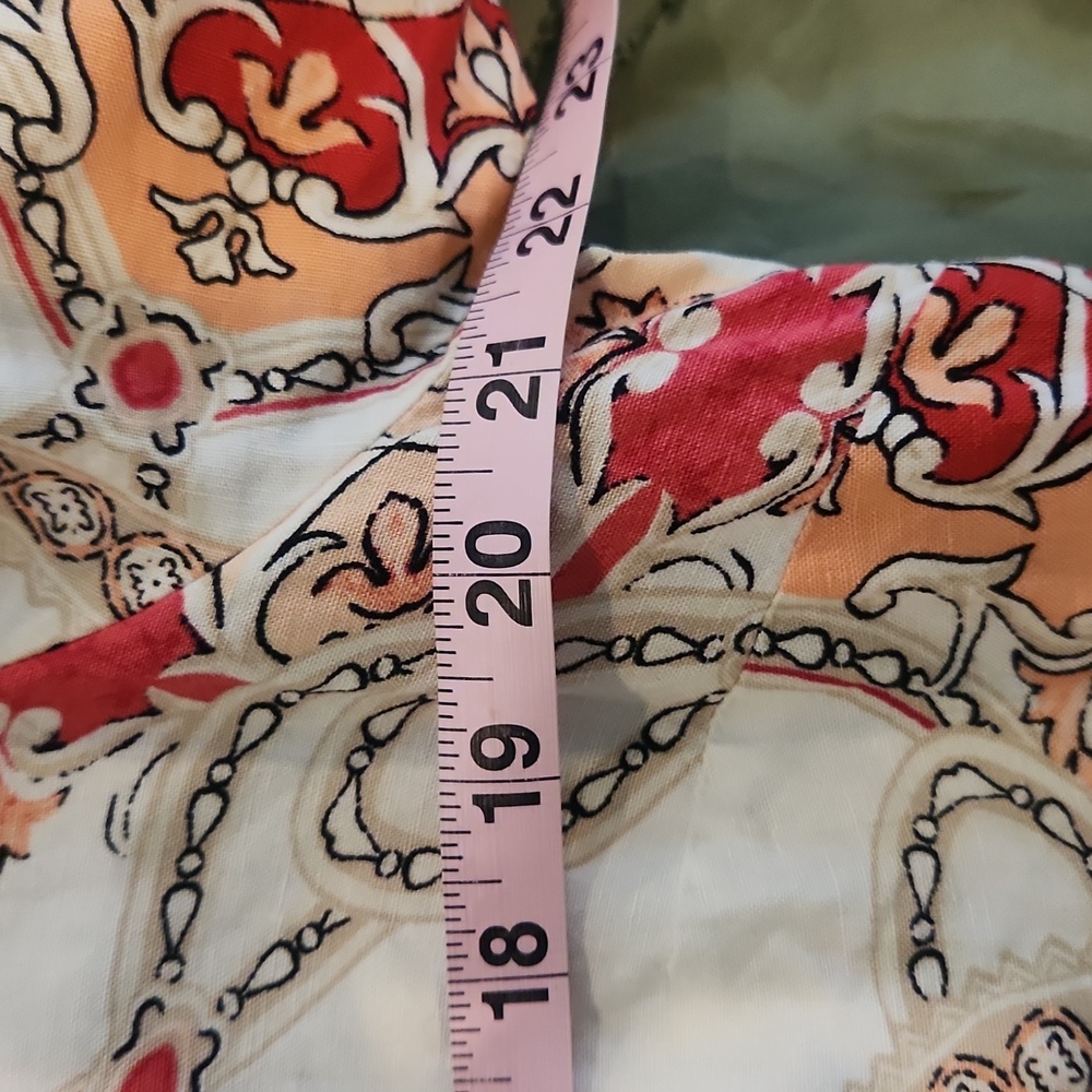 JM Collection pink, peach, and white button down blouse. Size Large. - Picture 6 of 8